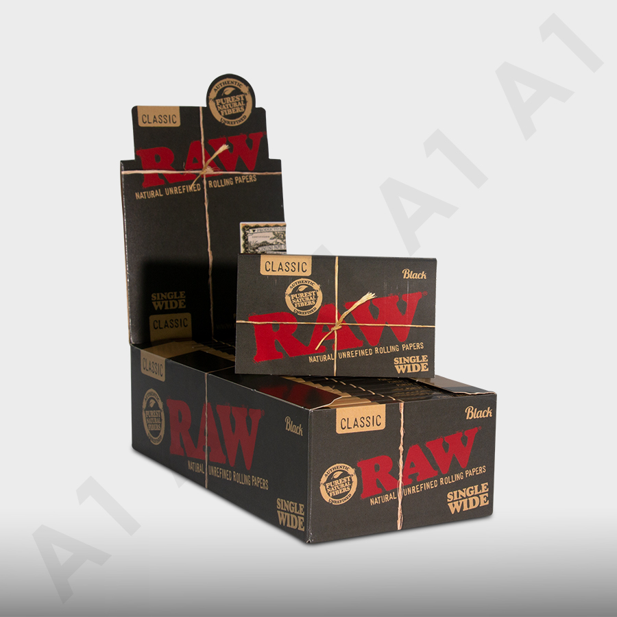 RAW MIX 13x11 Large TRAY 3 Pks Black Single Wide Rolling Papers Pre Rolled Tips