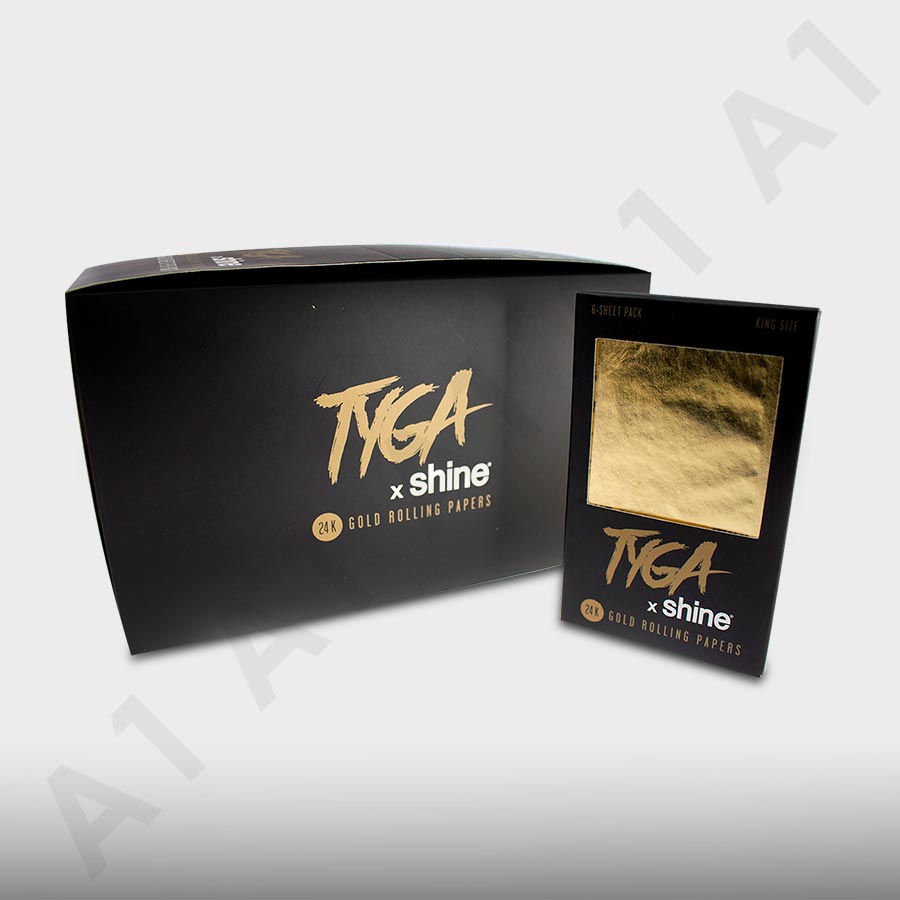 Tyga Shine 24K Gold Rolling Papers King Size 6-Pack Case of 24 - A1  Wholesale Distribution